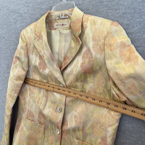 Bernard Zins Floral Linen Silk Jacket Size 10 Old Money Blazer Made in France - Picture 11 of 15